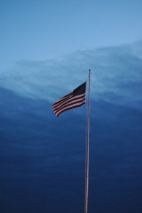 US flag against a storm front - Hutchinson, KS