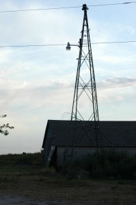 Windmill tower serving as a yard light at Safe Haven Farm, Haven, KS