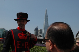 Barney the Beefeater, our "ambassador" at the Tower of London, London, England