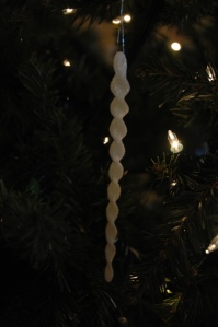Icicle ornament on the tree, Haven, KS