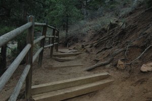 The crooked path to the top of Helen Hunt Falls, Colorado Springs, CO